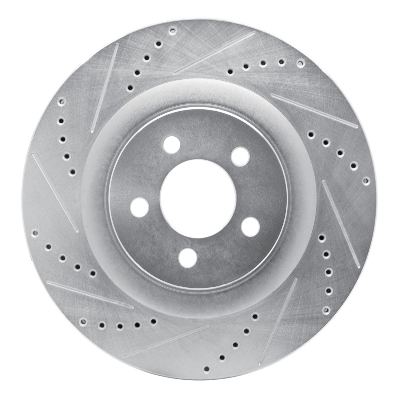 Chrysler 300 Brake Rotor (1) - Front Left - R1 Concepts - Drilled & Slotted - Silver - `05-`23